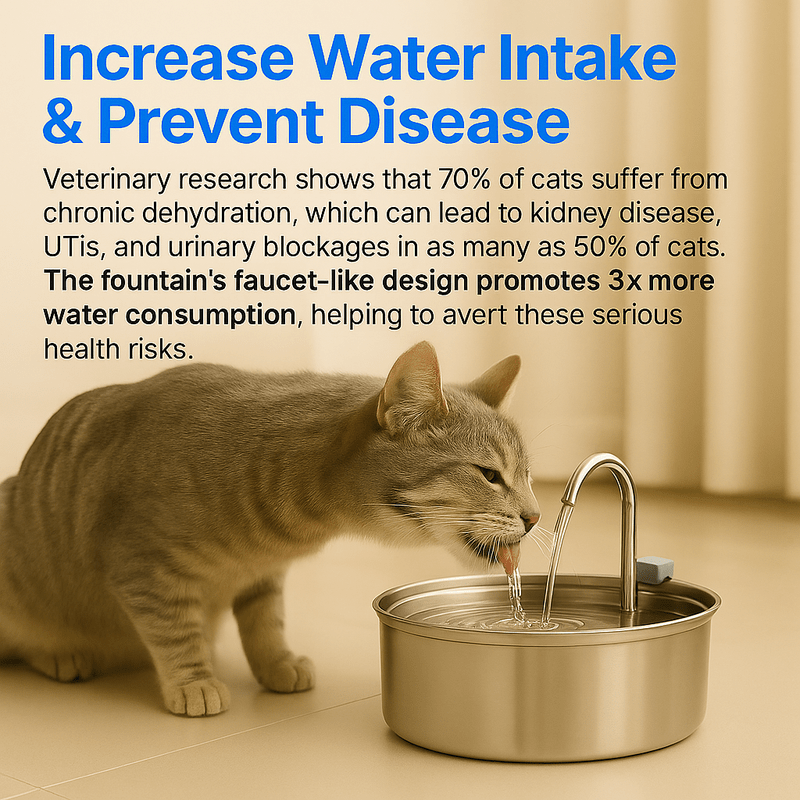 PureFlow Stainless Steel Cat Water Fountain - AquaPaws