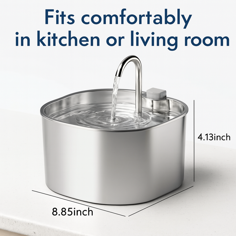 PureFlow Stainless Steel Cat Water Fountain