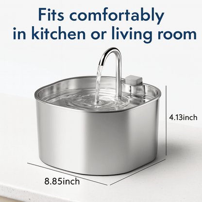 PureFlow Stainless Steel Cat Water Fountain - AquaPaws