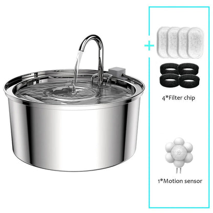 PureFlow Stainless Steel Cat Water Fountain - AquaPaws